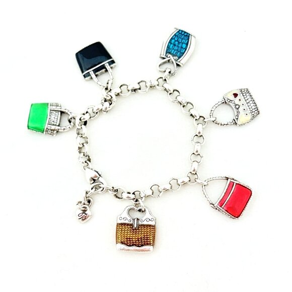 Brighton Purse/Handbag Charm Bracelet Silver Tone - VGC - Picture 5 of 8
